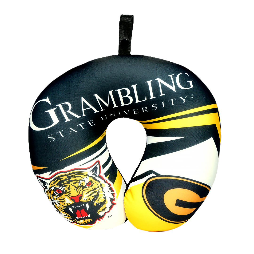 Grambling State University Neck Pillow - Plush Polyester Material - 92% polyester 7% spandex, hypoallergenic
