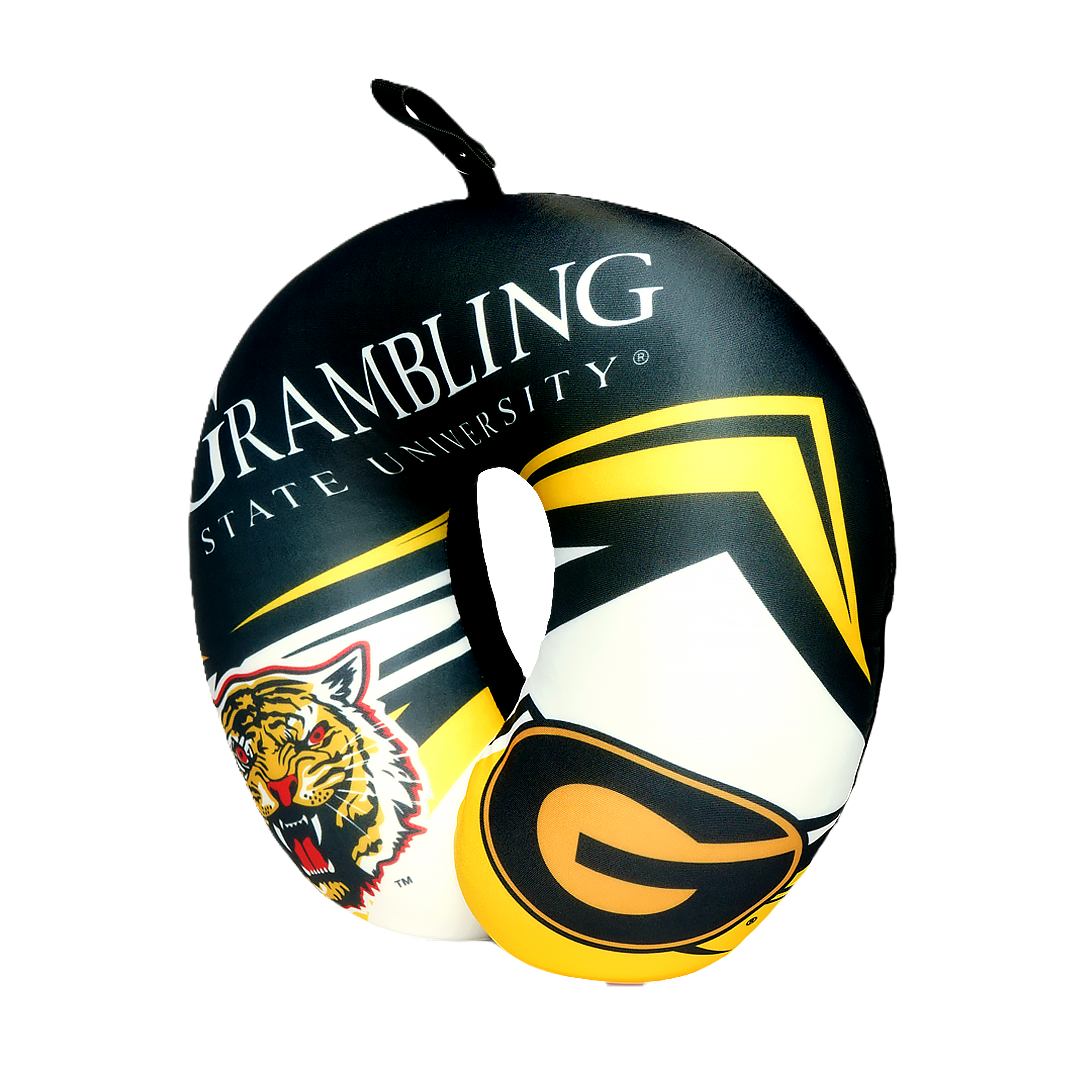Grambling State University Neck Pillow - Plush Polyester Material - 92% polyester 7% spandex, hypoallergenic
