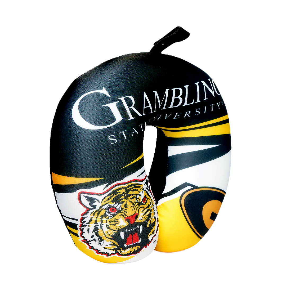 Grambling State University Neck Pillow - Plush Polyester Material - 92% polyester 7% spandex, hypoallergenic