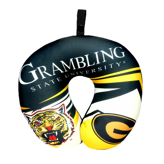 Grambling State University Neck Pillow - Plush Polyester Material - 92% polyester 7% spandex, hypoallergenic